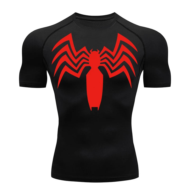 Spider Graphic Compression Short Sleeve T-shirt For Sports Outfits