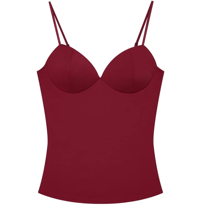 Women's Sweetheart Polyester Camisole with Shaped Cups and Thin Shoulder Straps