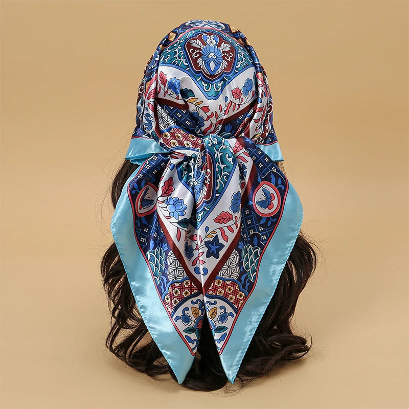 Printed Square Scarf with Ornate Paisley Pattern Options