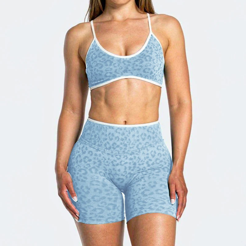 Women's Leopard Bra And Bottoms Yoga Set For Workout Outfits