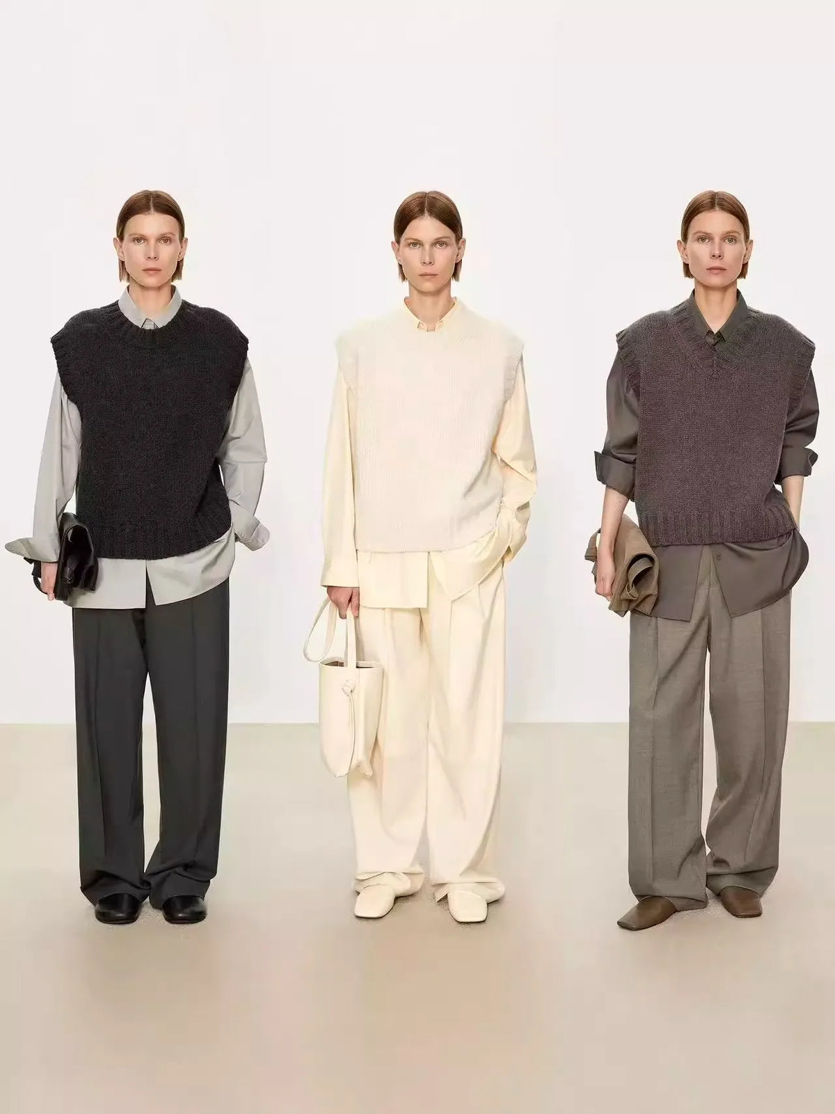 For autumn winter sleeveless vests stylish and loose with V-neck wool vests for layering Women's knitted sweaters and waistcoats