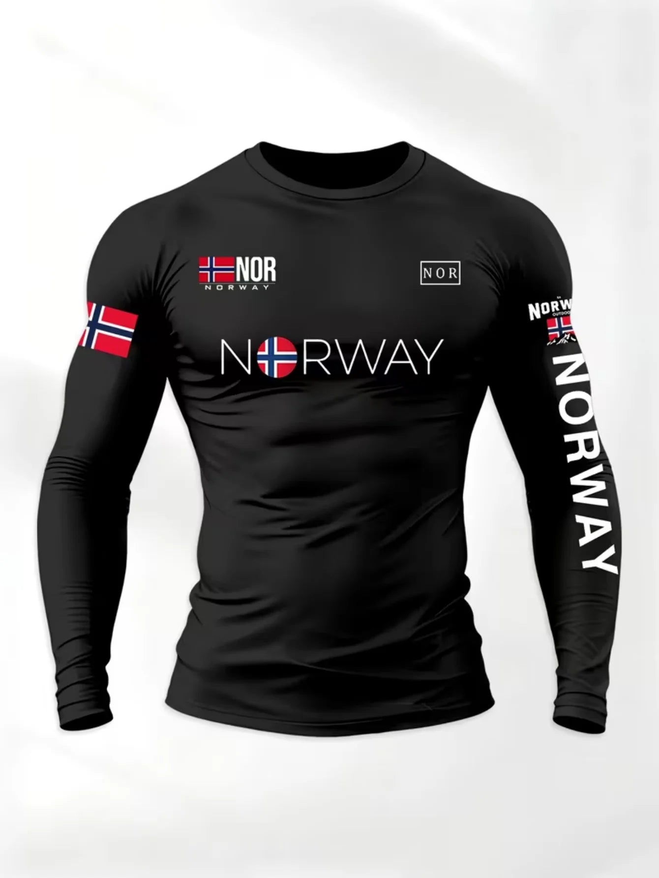 Fitted Crew Neck Long Sleeve Compression T Shirt