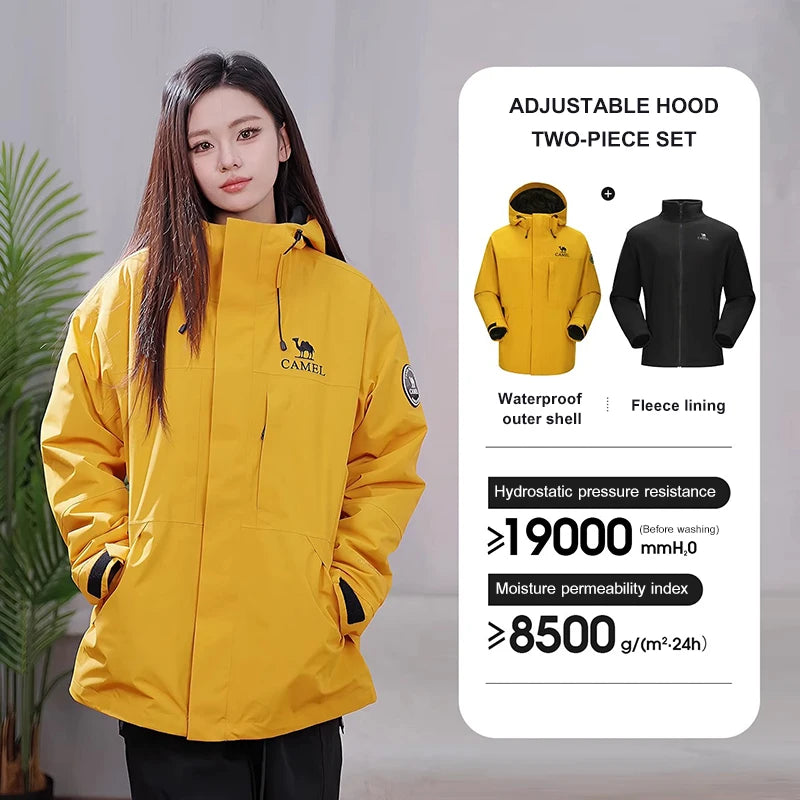 Hooded Long Sleeve Full Zip Outdoor Hiking Jacket with Pockets