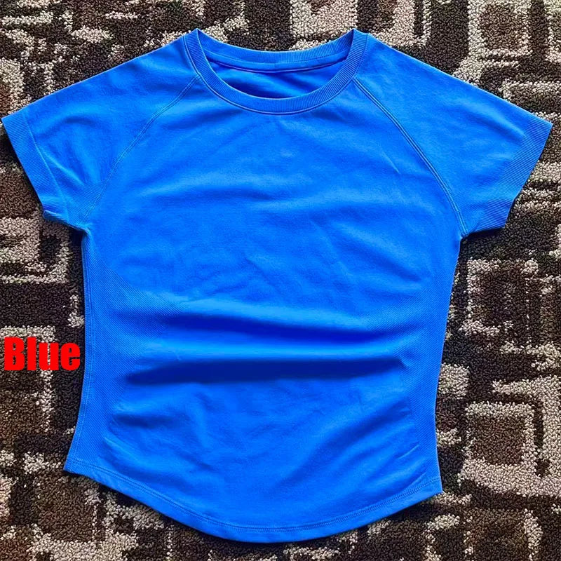 Women's Crew Neck Fitted Short Sleeve T-shirt For Workout Outfits