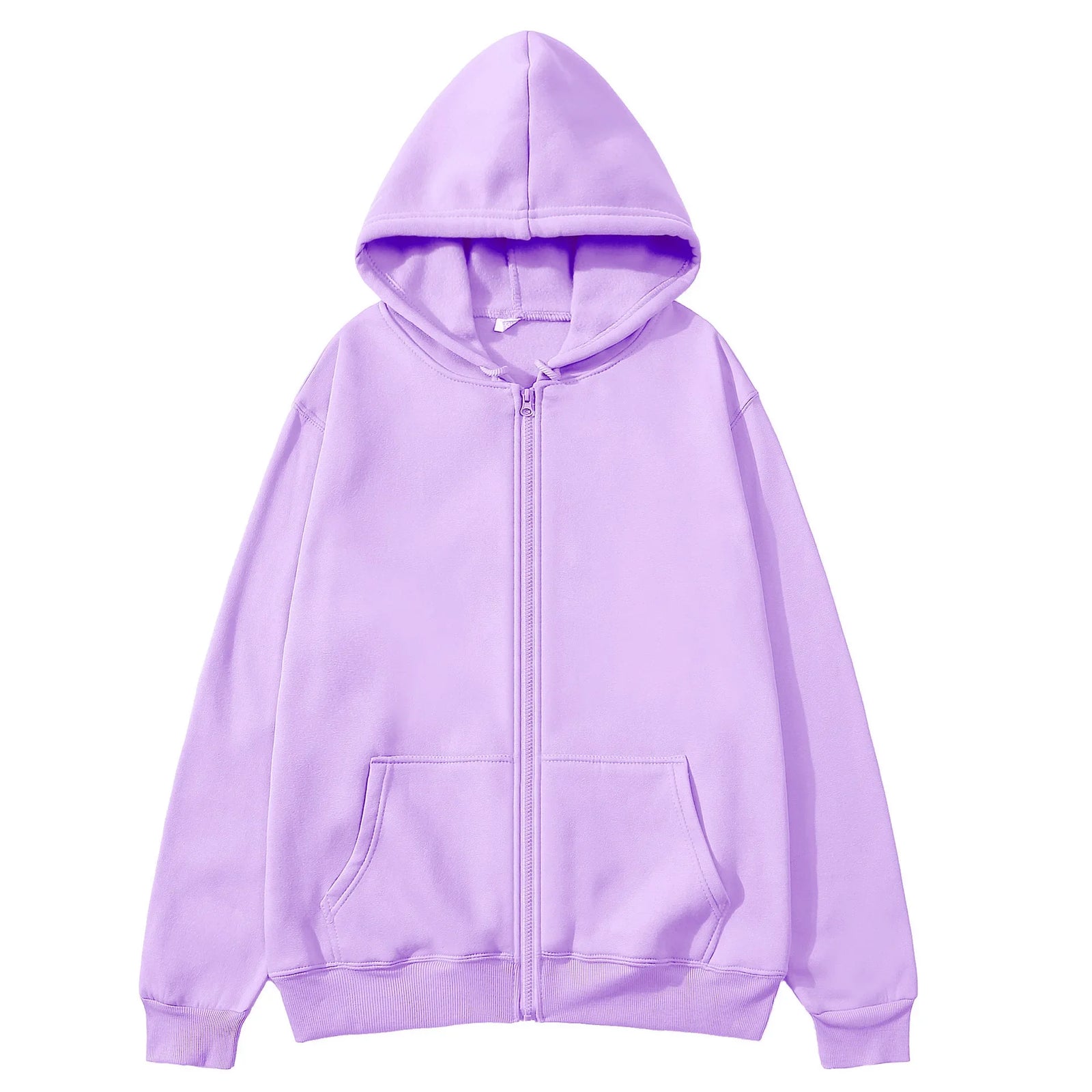 Long Sleeve Full Zip Casual Hooded Sweatshirt for Layering