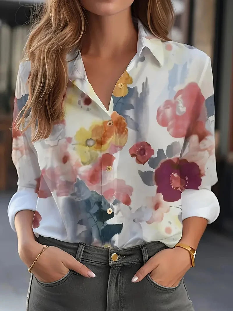 Women's Printed Button Front Shirt in Assorted Designs