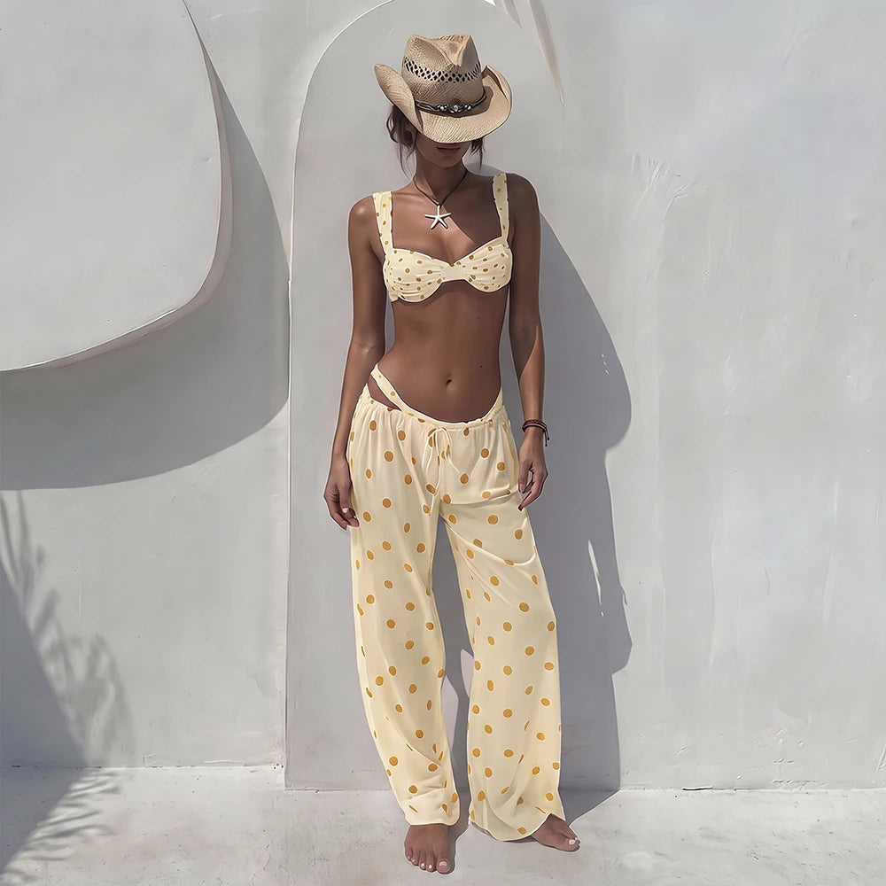 Polka Dot Bikini with Cover-Up Dress
