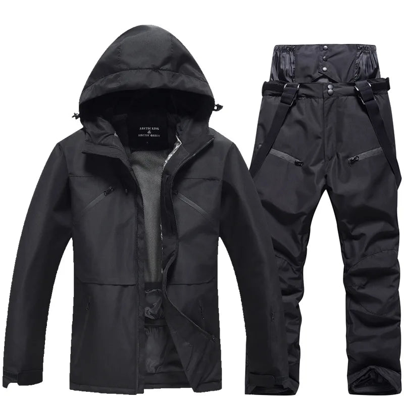Hooded Ski Jacket and Pants Clothing Set with Style Options
