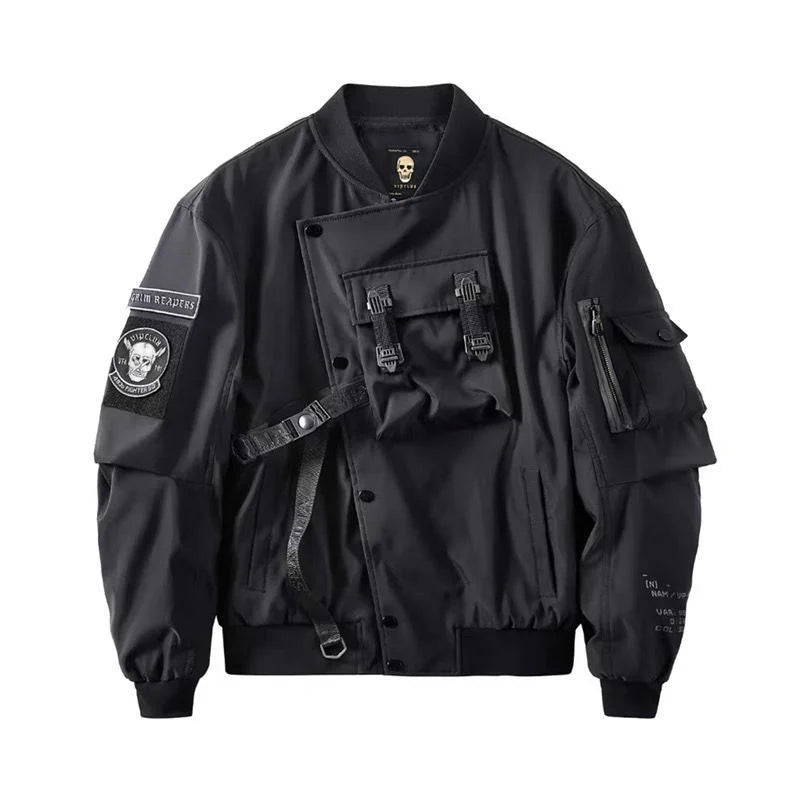 Long Sleeve Casual Streetwear Jacket with Front Closure and Pockets