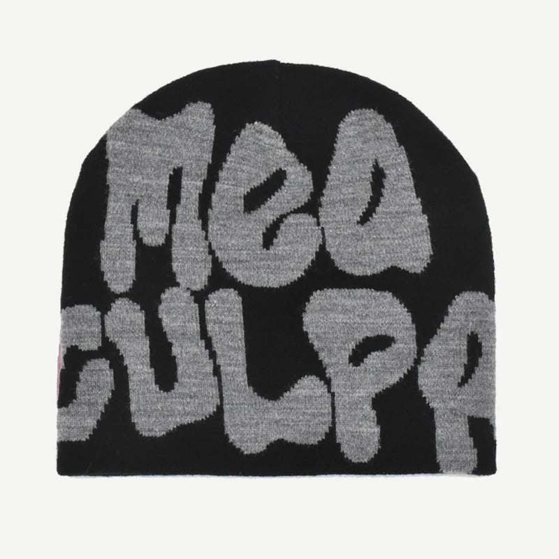Letter Pattern Knit Beanie with Colorful Graphic Design