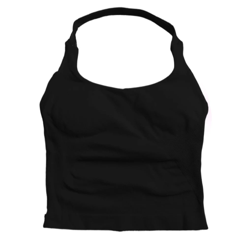 Women's Halter Neck Fitted Longline Tank Top For Workout Outfits