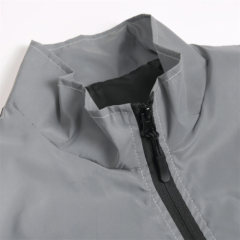 Long Sleeve Casual Streetwear Jacket with Front Closure and Pockets