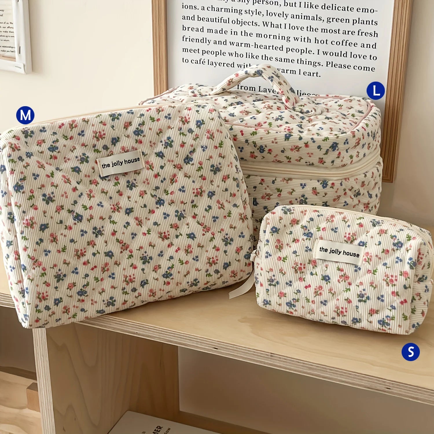 Printed Quilted Toiletry Bag with Zippered Size Options