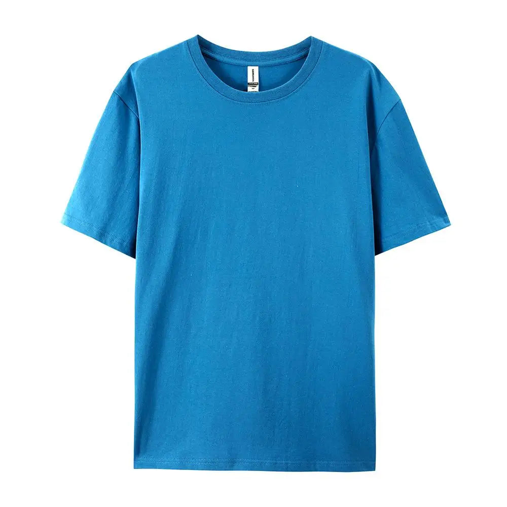 Solid Crew Neck Short Sleeve Cotton Casual T Shirt