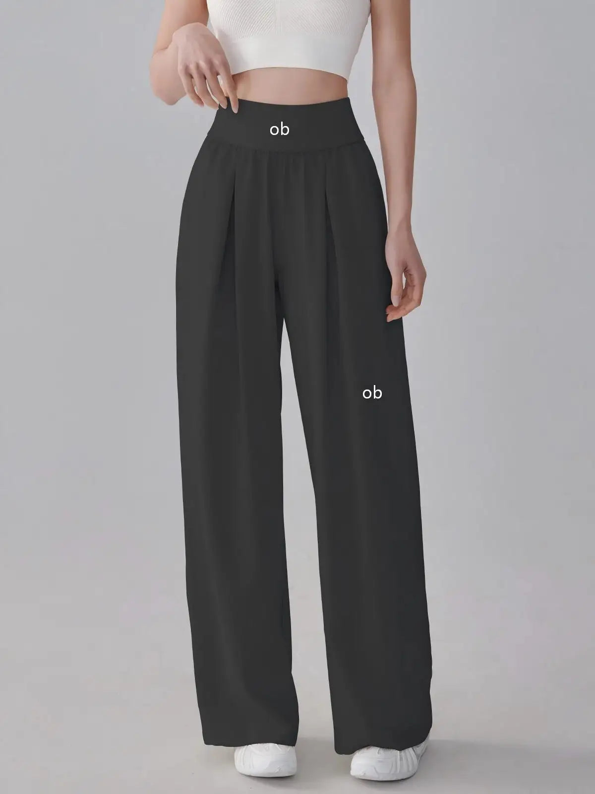 Women's Drawstring Waist Nylon Polyester Wide Leg Pants for Casual Activewear