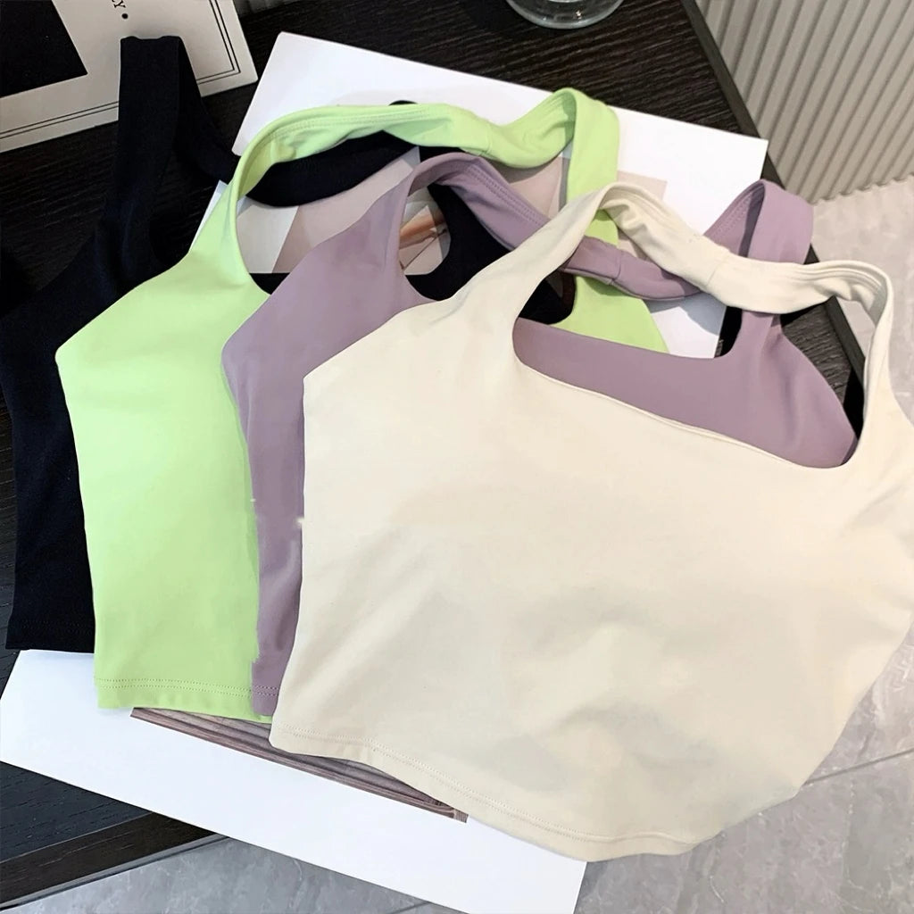 Women's Pleated Halter Sports Bra