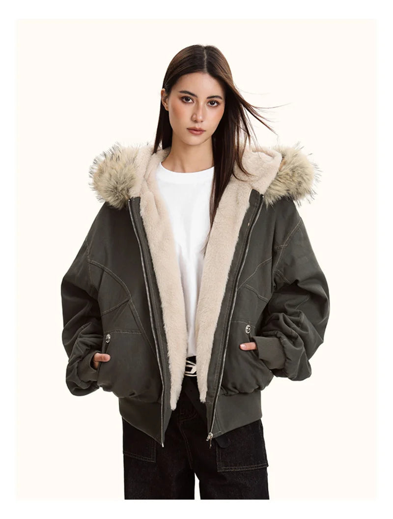 Women's Trimmed Hood Zip Front Jacket for Layered Outfits