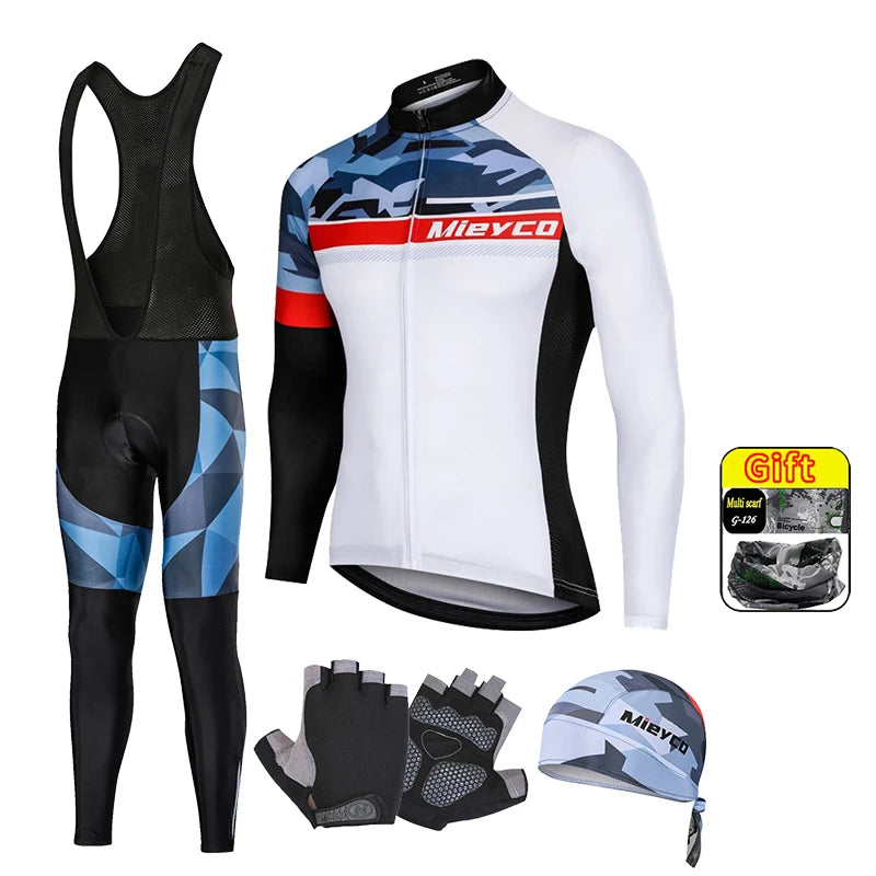 Men Autumn Long Sleeve Cycling Jersey Set MTB Mountain Bike Sportswear Slim Fit