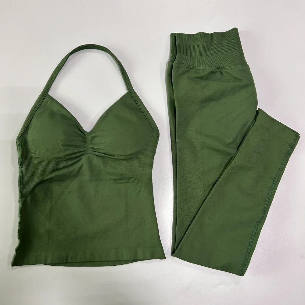 Women's Thin Strap Tank And Leggings Yoga Set
