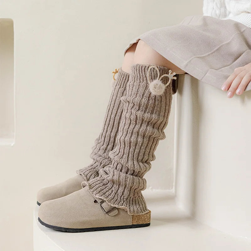 Children's Knit Leg Warmers with Decorative Bow Details