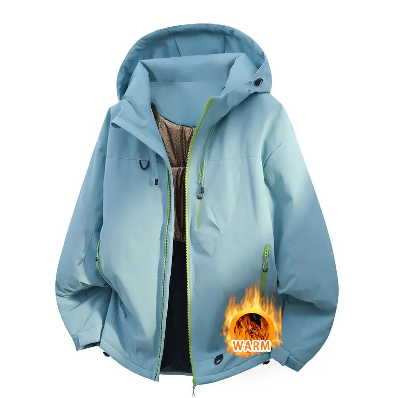 Hooded Long Sleeve Full Zip Outdoor Hiking Jacket with Pockets