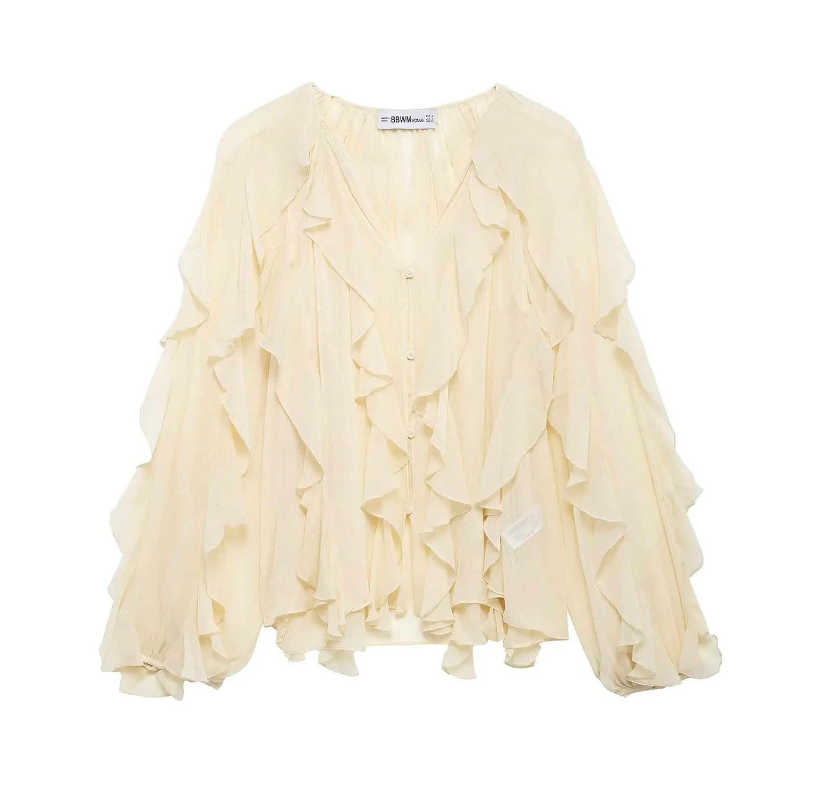 Women's Ruffled V Neck Blouse