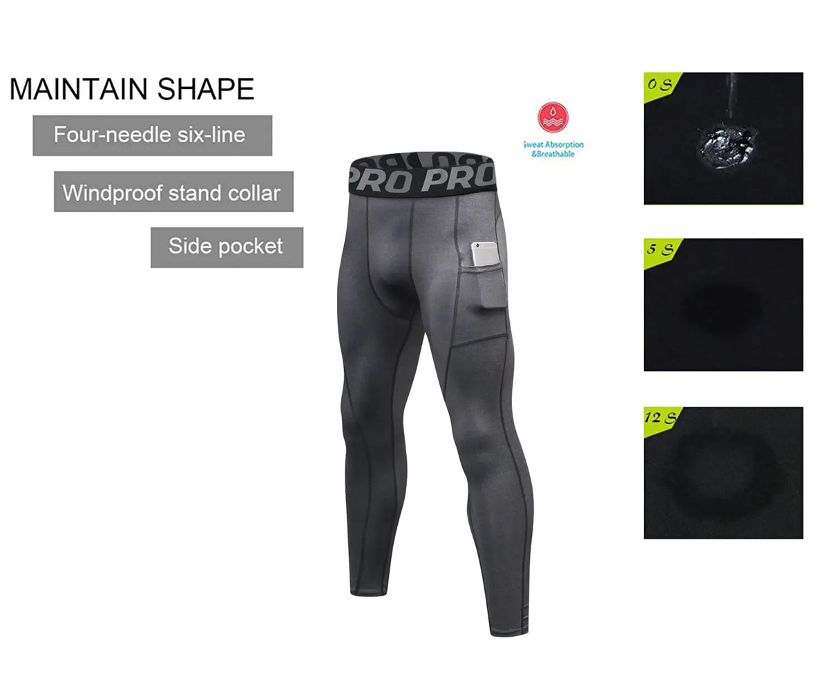 Men's Pocket Training Leggings for Gym and Running