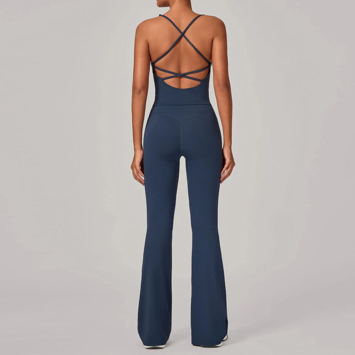 Women's Backless Tank And Flared Pants Yoga Set