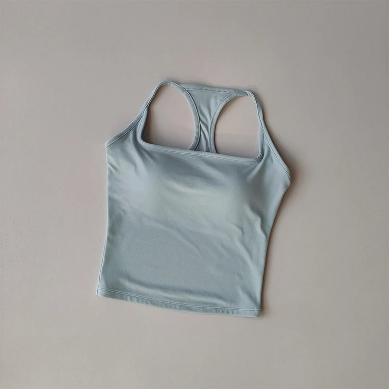 Women's Wide Strap Longline Sports Tank Top For Workout Outfits