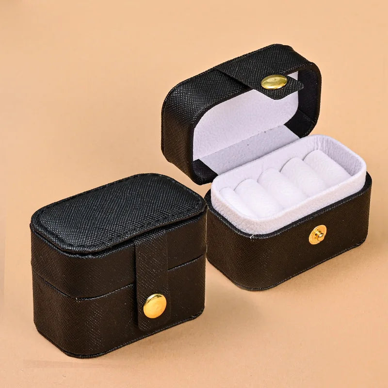 Mini Portable Leather Jewelry Storage Bag Travel Organizer Case for Ring Necklace Earrings Gift Box