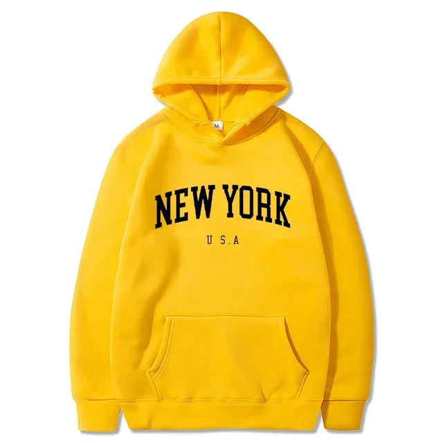 New York Letter-Print Long-Sleeve Pullover Hoodie