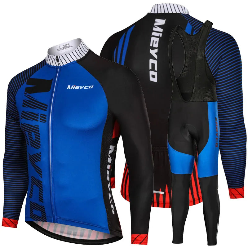 Men Long Sleeve Cycling Jersey Set MTB Road Bike Breathable Outdoor Cycling Suit