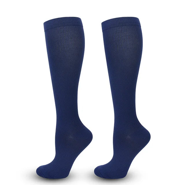 Solid Knee High Compression Socks with Original Size Options