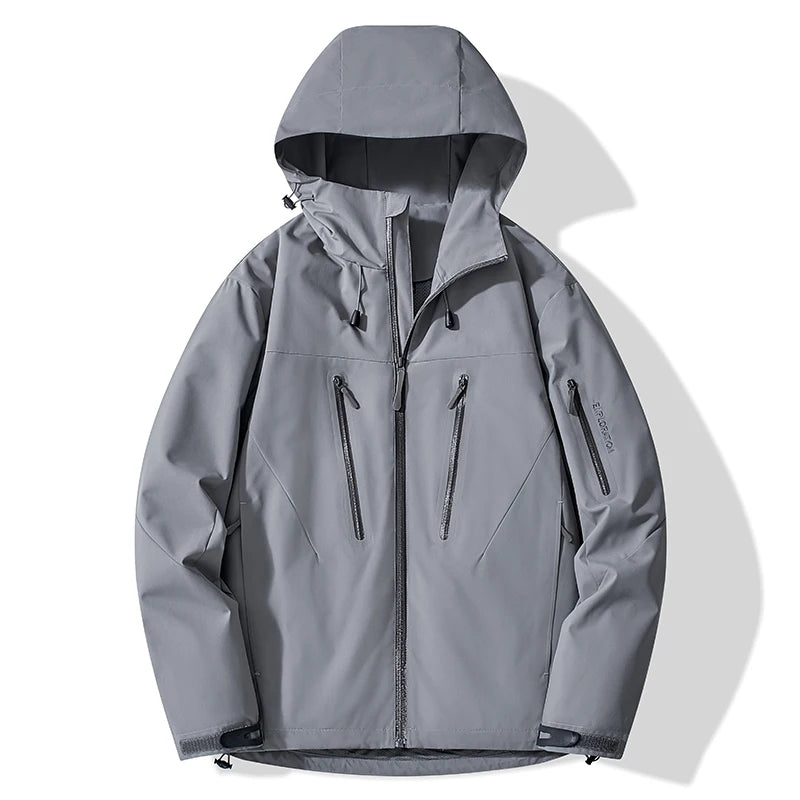 Hooded Long Sleeve Full Zip Outdoor Hiking Jacket with Pockets