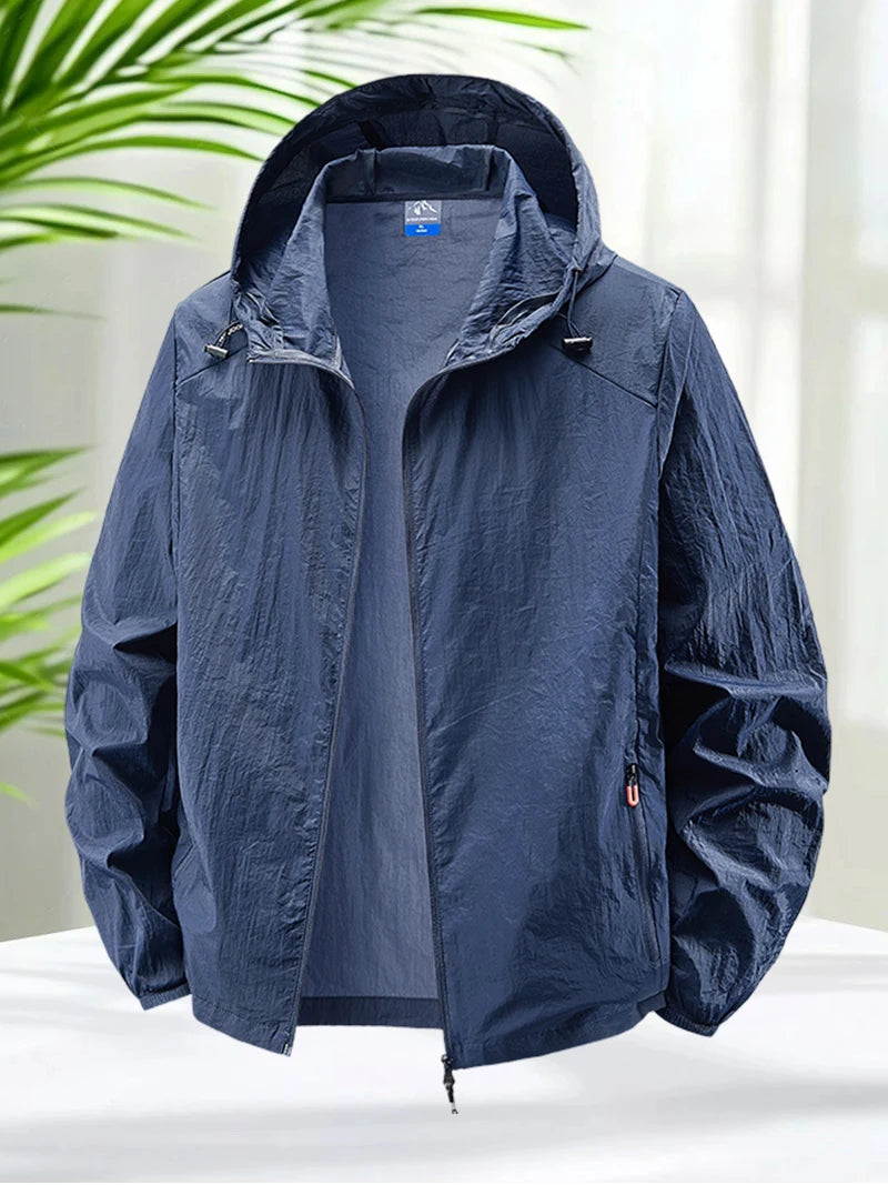 Hooded Long Sleeve Full Zip Outdoor Hiking Jacket with Pockets