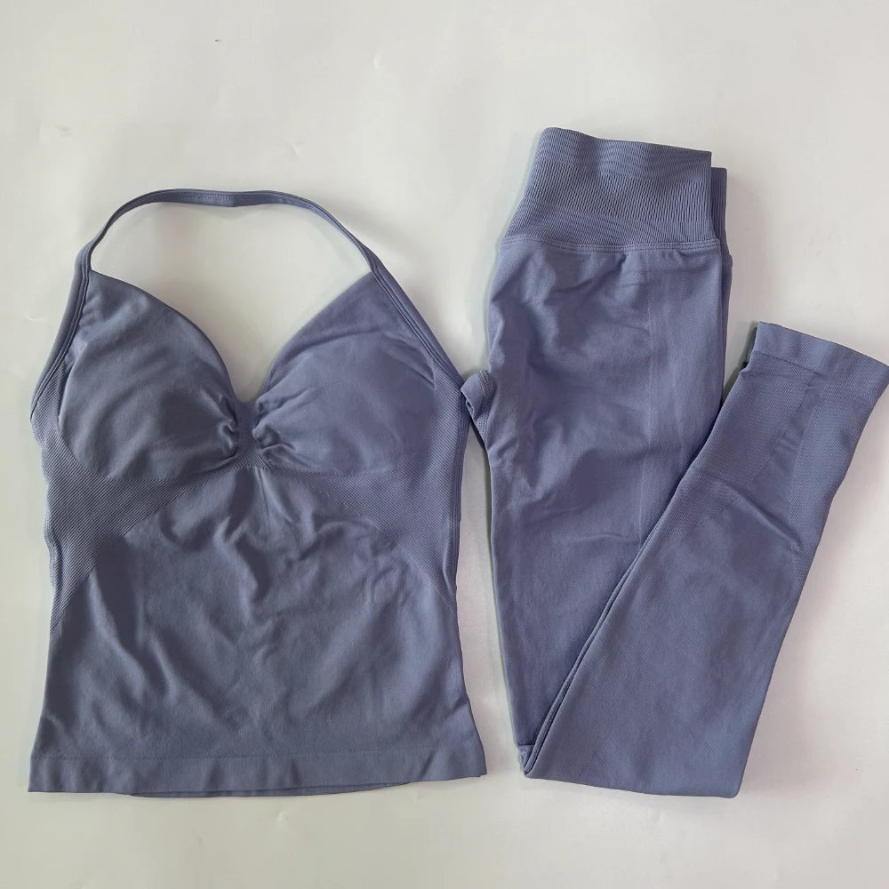 Women's Thin Strap Tank And Leggings Yoga Set