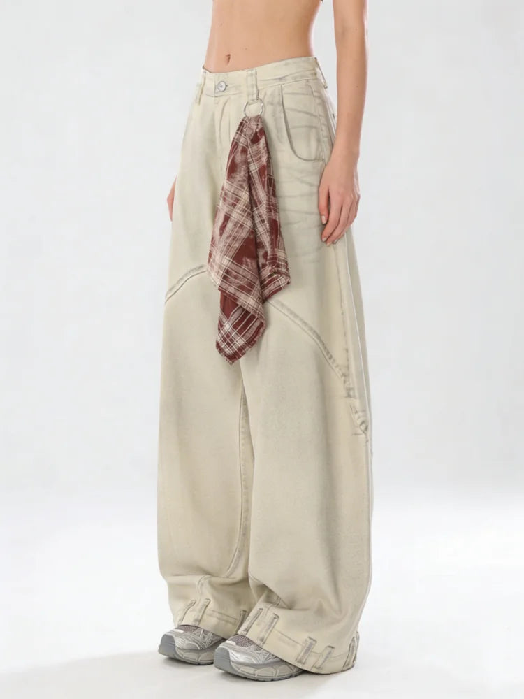 Women's Apricot Loose Fit Denim Denim Jeans For Everyday Outfits