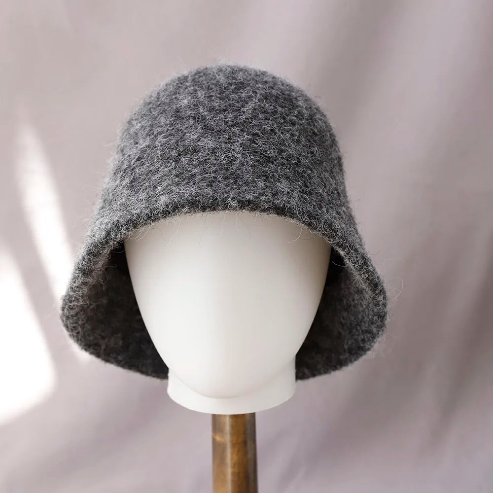 Textured Bucket Hat with Rounded Crown and Short Brim
