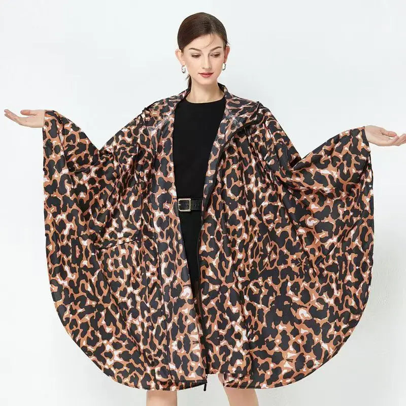 Hooded Printed Poncho for Layering over Tops and Dresses