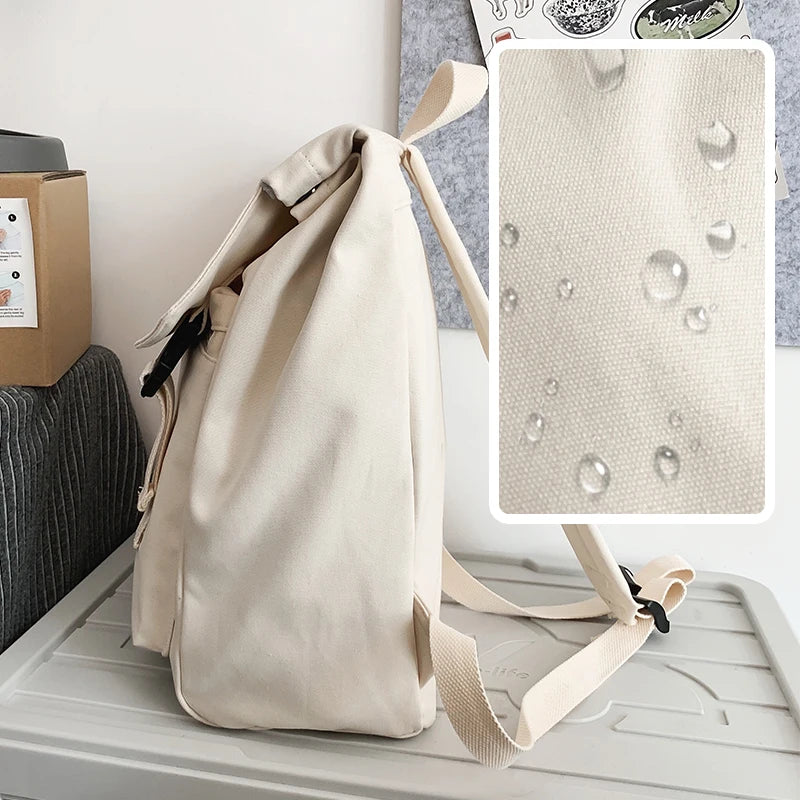 Canvas Flap Backpack with Buckle Detail for School and Daily Carry