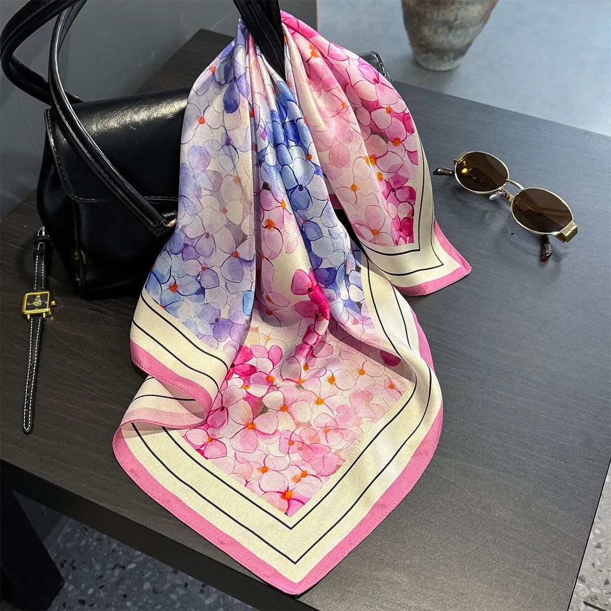 Printed Small Square Scarf for Neck and Hair Styling