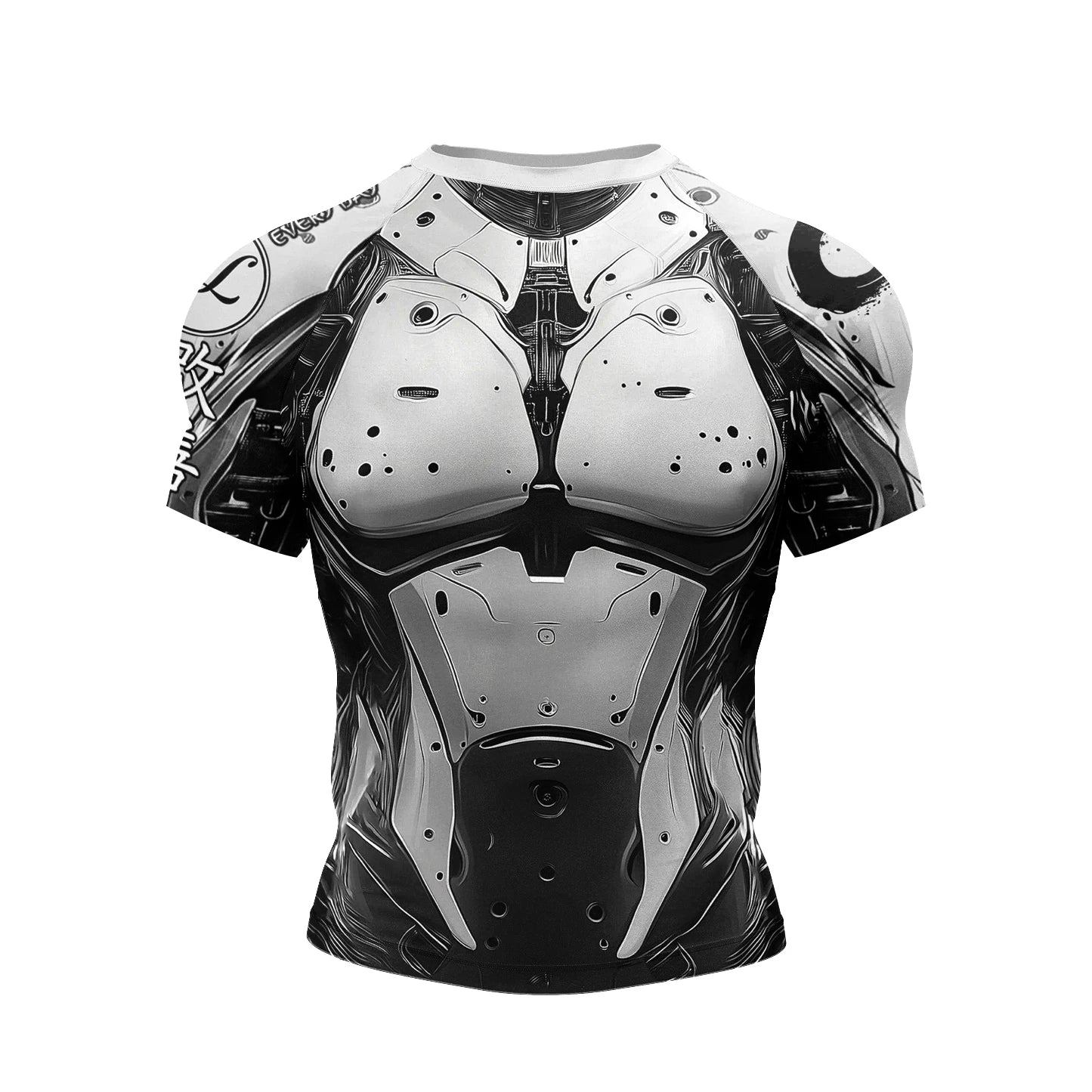 Robot Graphic Compression Short Sleeve T-shirt For Sports Outfits