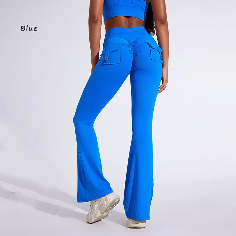 Women's Back Pocket Flared Leggings For Workout Outfits