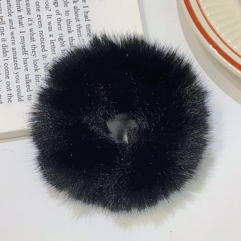 Fluffy Faux Fur Scrunchie Hair Band with Thick and Thin Options