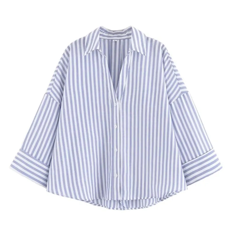 Women's Wide Sleeve Relaxed Button Front Shirt