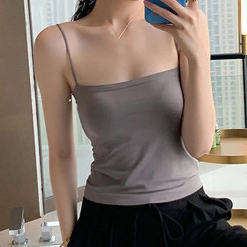 Women's Lace Trim Cotton Tank and Camisole Tops with Multiple Strap Styles