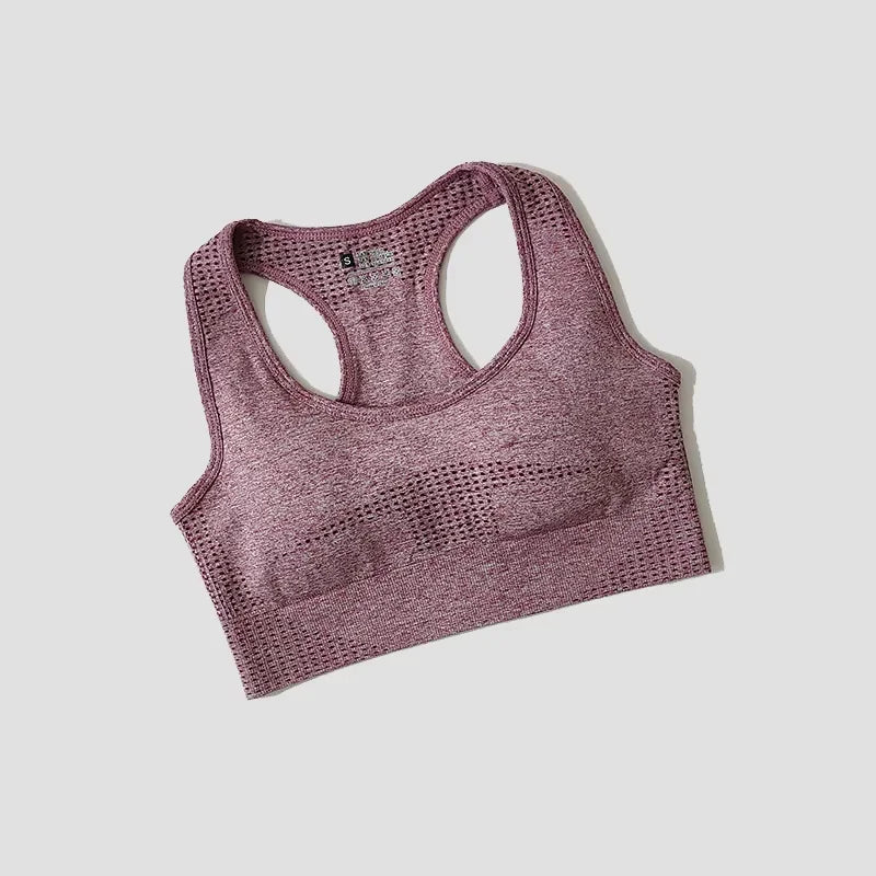 Women’s High Impact Seamless Sports Bra – Padded Push Up Crop Top for Running, Gym & Yoga