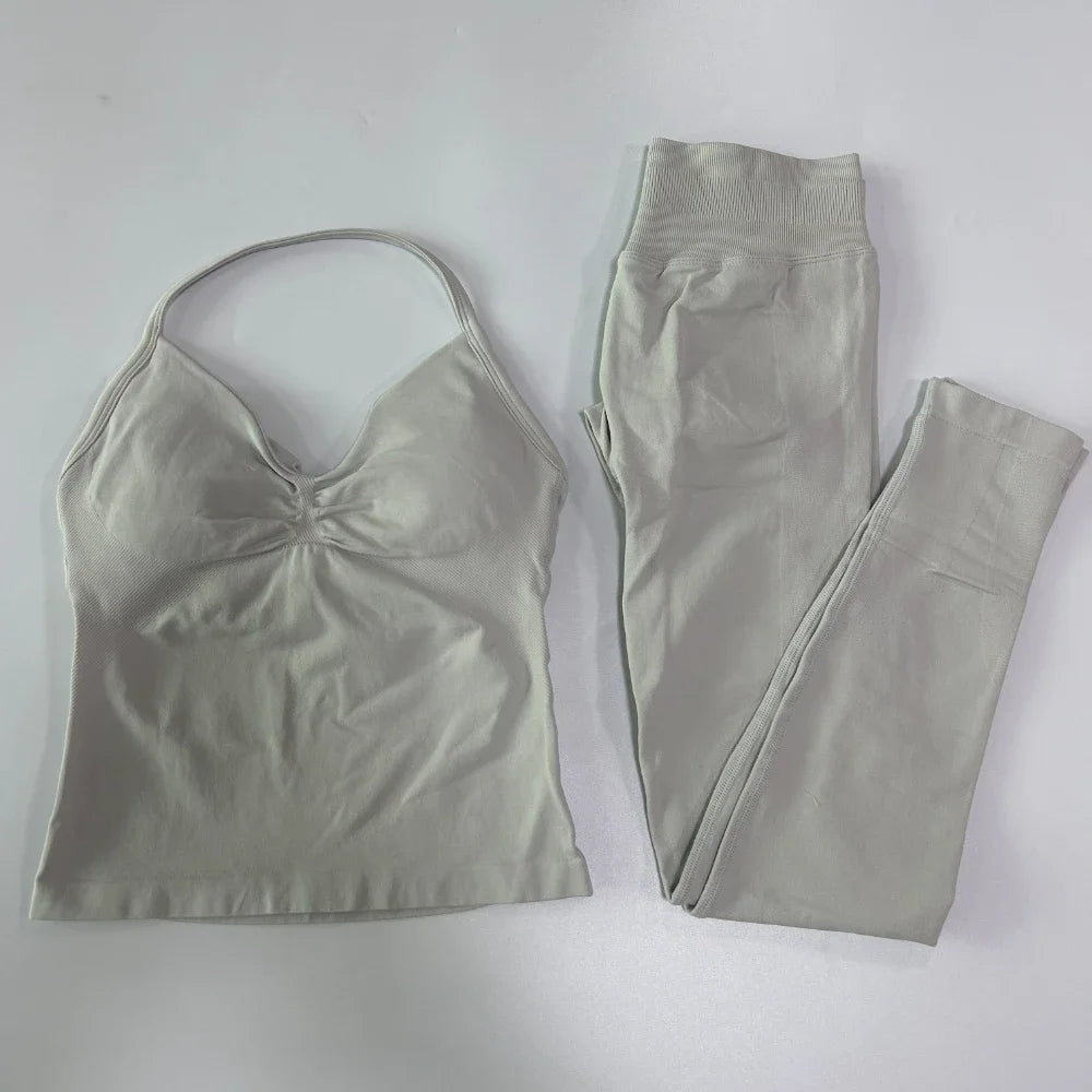 Women's Thin Strap Tank And Leggings Yoga Set