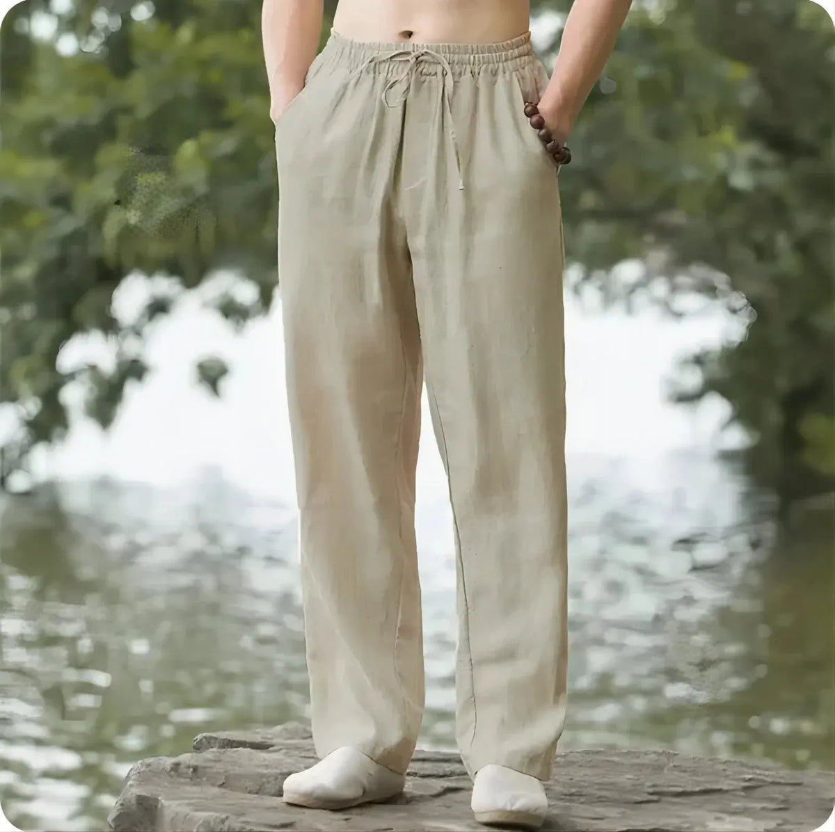 Men's Drawstring Straight Leg Cotton Pants