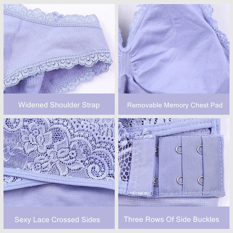 Women's Lace Trim Crossover Front Bra
